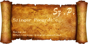 Szinger Pongrác névjegykártya